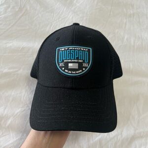 1st Phorm | Black Mesh Trucker Hat Embroidered Logo | Duespaid Golf